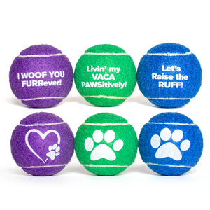 Dog-Friendly Tennis Balls w/Quotes