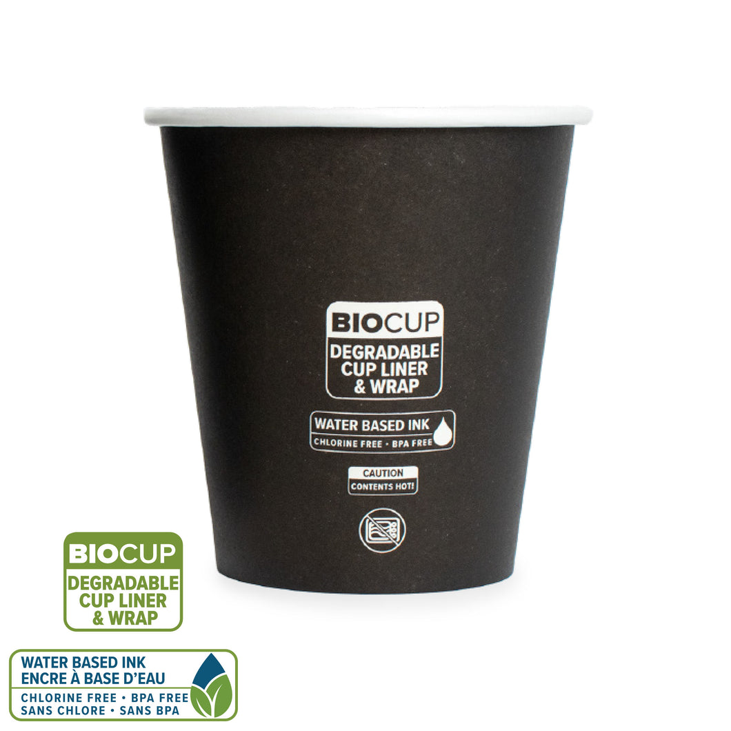 Black BIO-Wrapped & BIO-Lined Hot Cup