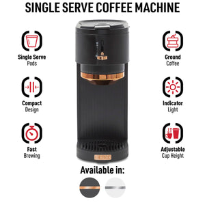 Haden Single Serve Coffee Machine, Black and Copper