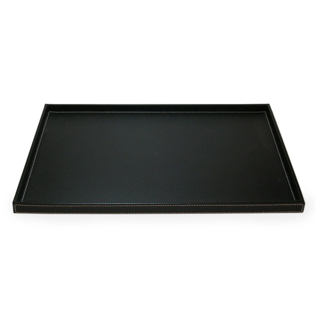 Rectangle Black Leatherette Topstitched Tray