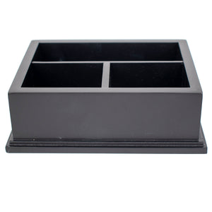 Black Wood Caddy with Three Compartments