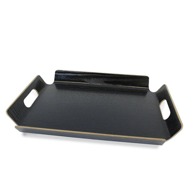 Black Texturized Wood Grain Tray with Handles
