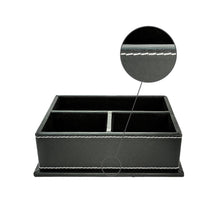 Load image into Gallery viewer, Black Leatherette Top-Stitched Caddy with Three compartments and Felt Liner