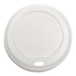 White Compostable PLA Hot Cup Lid