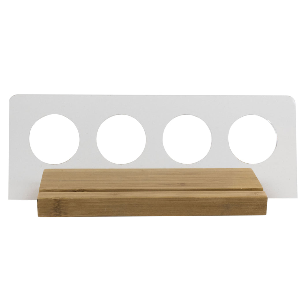 Acrylic Single Cup Coffee Capsule Stand with Light Wood Base