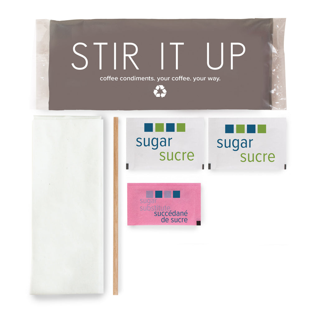 STIR IT UP Recyclable Condiment Package - Wood Stir Stick