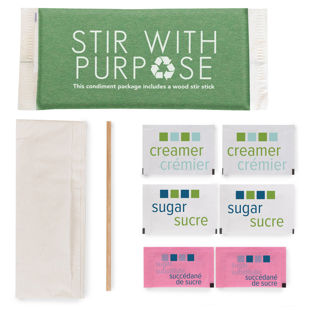 STIR WITH PURPOSE Compostable Paper Condiment Package