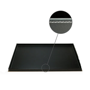 Rectangle Black Leatherette Topstitched Tray