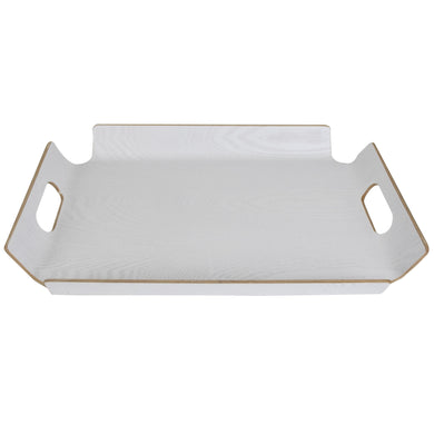 Rectangle White Wood Grain Tray With Handles