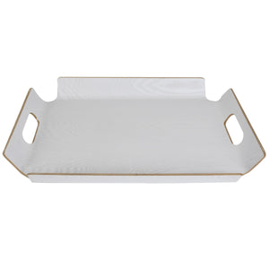 Rectangle White Wood Grain Tray With Handles