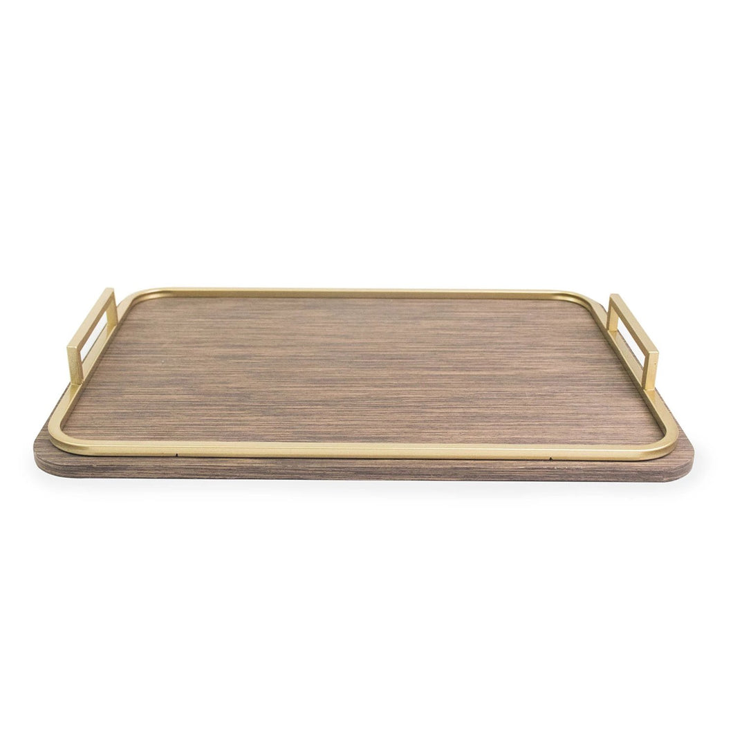 Rectangle Honey-hued Tray with Gold Handles