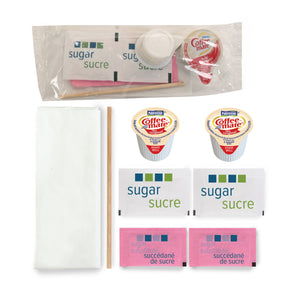 Double Clear Wrapped Condiment Package - Liquid Creamer & Wood Stir Stick