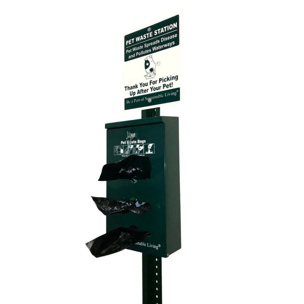 Dog Waste Bag Station with Trash Can Amenity Services