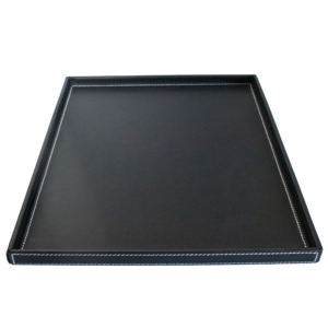 Black Leatherette Spacious Coffee Tray